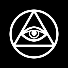 All-Seeing Eye of God (The Eye of Providence | Eye of Omniscience | Luminous Delta | Oculus Dei). Ancient mystical sacral symbol of Illuminati and Freemasonry.