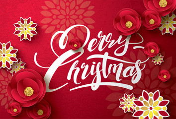 Poster - Christmas Greeting Card. Merry Christmas lettering, vector illustration 