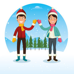 Poster - winter sports happy people cartoon vector illustration graphic design