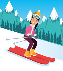 Poster - people doing winter sports vector illustration graphic design