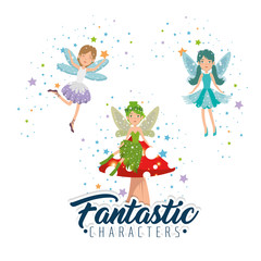 Wall Mural - sweet and cute fairies cartoon vector illustration graphic design