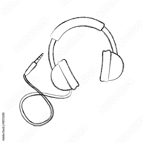 sketch draw headphones cartoon vector graphic design - Buy this stock