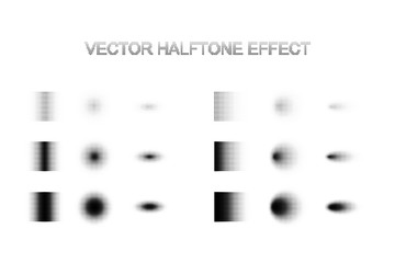 Poster - Vector halftone shadow effect set. Different gradient shadows in halftone effect.