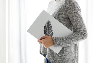 Wall Mural - Closeup of feather photo frame