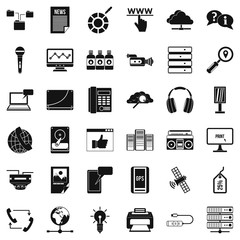 Poster - Information technology icons set, simple style