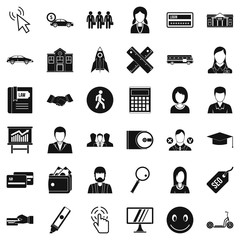 Poster - Business icons set, simple style