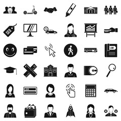 Poster - Working icons set, simple style