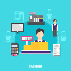 Wall Mural - Store Cashier Round Composition