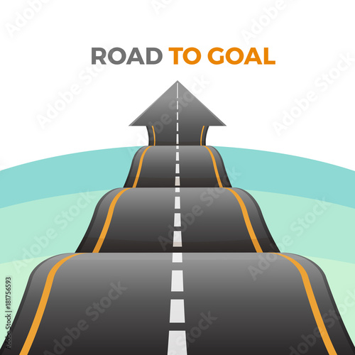 Cuadros en Lienzo Road to goal abstract way from asphalt with marking vector