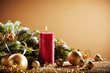 Decorative Christmas background with red candle
