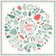 Christmas Floral Design Elements with Shabby Texture