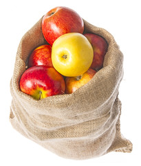 Wall Mural - a sack with apples isolated on a white background