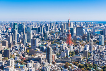 東京　青空と都市風景