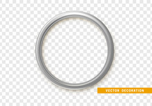 Silver Round Frame Isolated On Transparent Background.