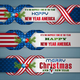 Fototapeta  - Set of web banners background with texts, and national flag colors for American, New year and Christmas, event celebration; Vector celebration
