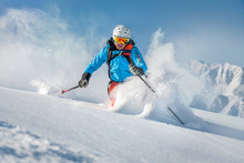 Male Freeride Skier In The Mountains Off-piste