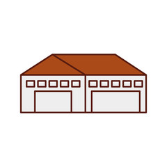 Sticker - warehouse building exterior commercial empty vector illustration