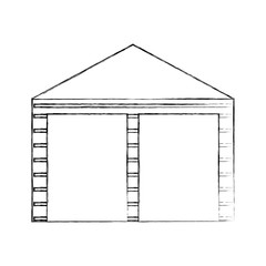 Sticker - warehouse building exterior commercial empty vector illustration