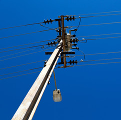 Wall Mural - power line with electrical pole in the clear sky