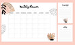 Cute Monthly Planner with flowers, to do list, notes, printable, vector