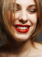 beautiful girls smile. happy young woman face