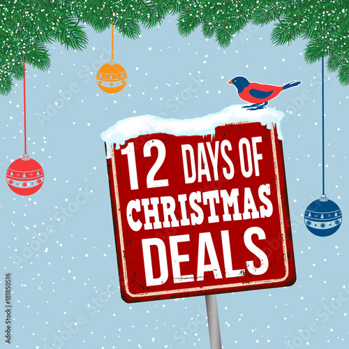 12 days of Christmas deals vintage rusty metal sign Stock Vector ...
