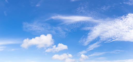 Wall Mural - panoramic blue sky with fluffy clouds