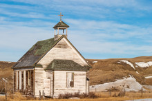 An Old Abandoned Country Church In Dorothy, Alberta, Canada.