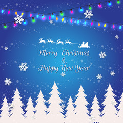 Wall Mural - Christmas lights abstract background. Glowing light bulbs design.Vector