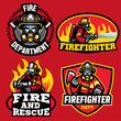 set of firefighter badge design