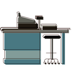 Sticker - supermarket paypoint with cash register in watercolor silhouette