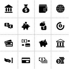 Canvas Print - Simple 16 set of bank filled icons