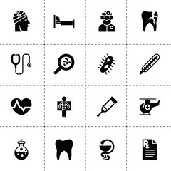 Canvas Print - Simple 16 set of medical filled icons