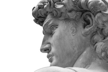 Sticker - Head of a famous statue by Michelangelo - David from Florence, isolated on white