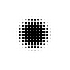 Poster - Isolated black color abstract round shape halftone dotted cartoon comics blot background, dots decorative elements vector illustration