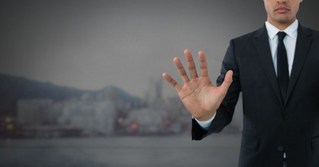 Wall Mural - Businessman holding hand open