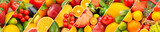 fruits and vegetables background. Collage. Wide photo .