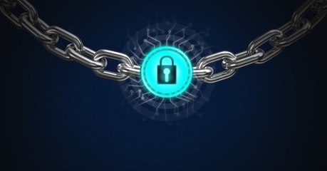 Poster - Chain holding security lock graphic icon