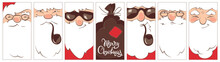 Set Christmas Label / Collection Vector Illustrations Of Santa Claus