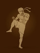 © sila5775 - Muay Thai, Thai boxing standing ready to fight action designed using geometric pattern graphic vector