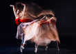© zinkevych - Professional ballet dancer. Skillful beautiful female dances raising her leg and looking in front of her while dancing ballet