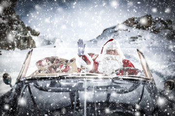 Poster - santa claus car and few people 