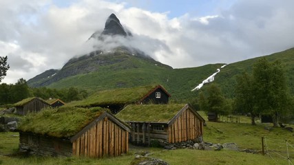 Wall Mural - Norwegian grass roof old house