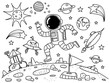 astronaut in the space doodle art