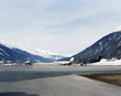 Private jets and planes in the airport of St Moritz Switzerland