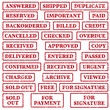 A set of rubber stamps on a office work themes: paid, urgent, passed, free, sold out etc.