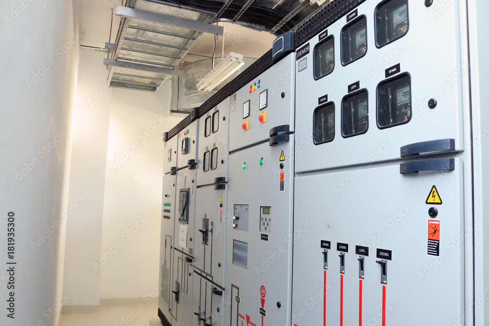 Electric control cabinet in technical room of Building Stock Photo ...