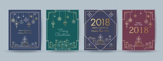 Wall Mural - Christmas and New Year typographical card