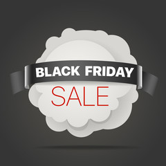 Aufkleber - Abstract speech cloud with ribbon. Black friday sale