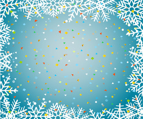 Poster - Christmas background vector trmplate with snowflakes and confetti